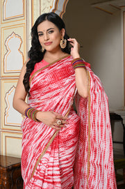 Red Shibori Saree 131-RED