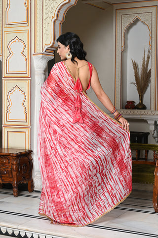 Red Shibori Saree 131-RED