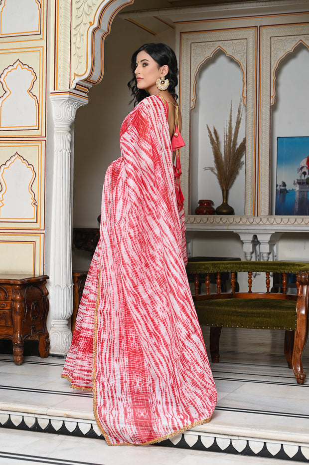 Red Shibori Saree 131-RED