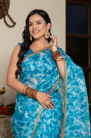 Blue Tie n Dye Saree 132-BLU