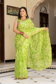 Parrot Green Tie n Dye Saree 132-PGN