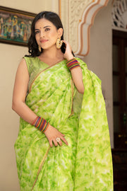 Parrot Green Tie n Dye Saree 132-PGN