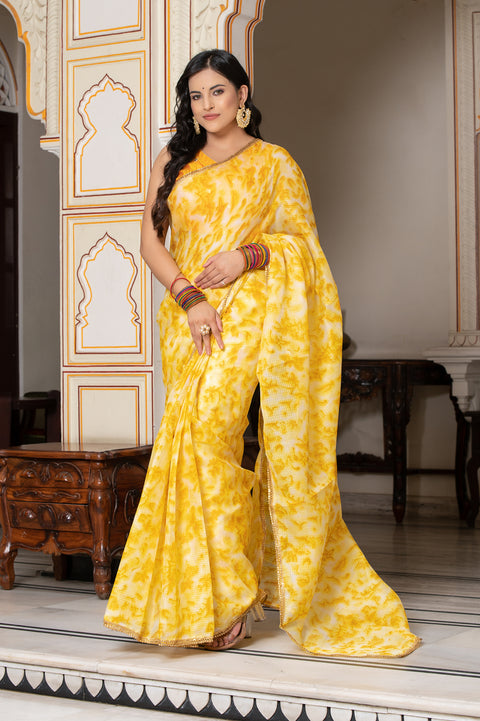 Yellow Tie n Dye Saree 132-YLW