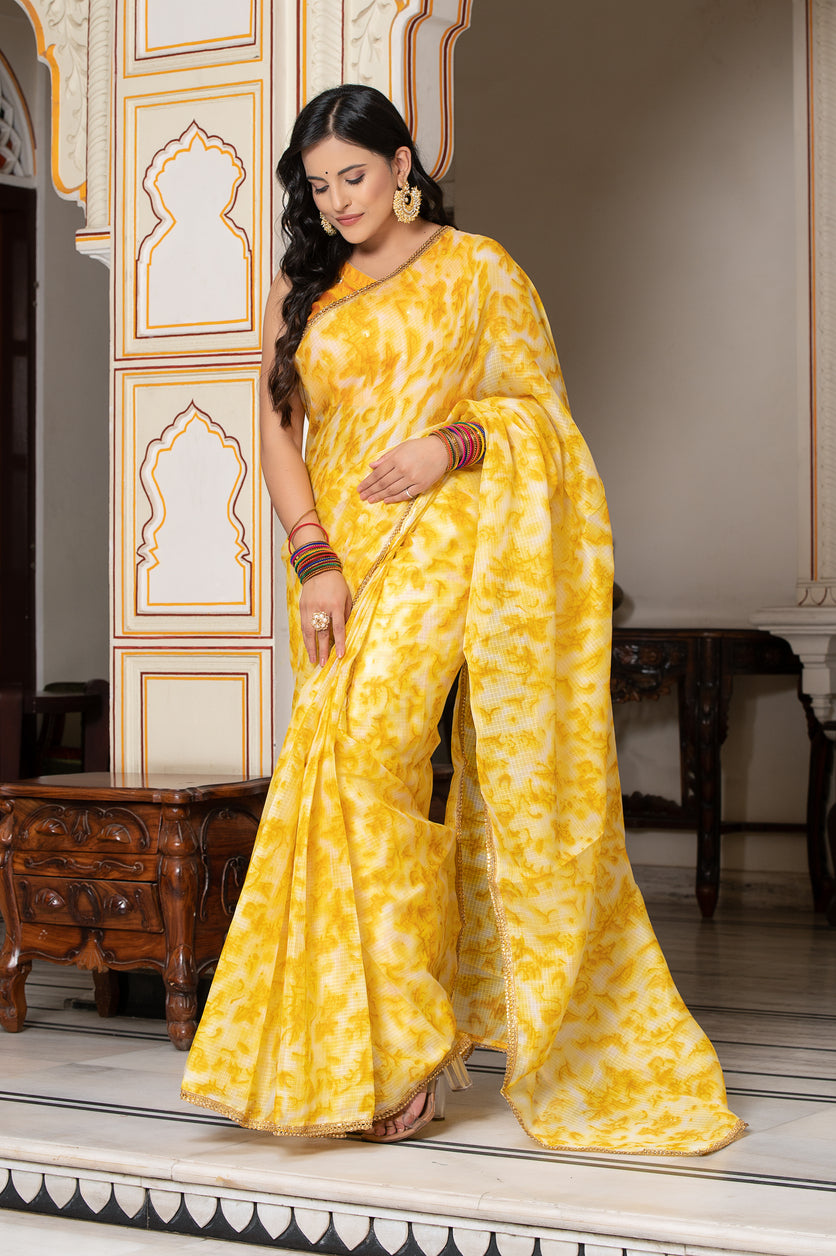 Yellow Tie n Dye Saree 132-YLW