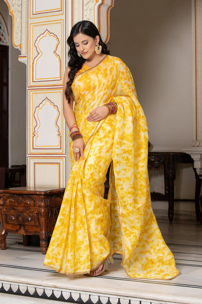 Yellow Tie n Dye Saree 132-YLW