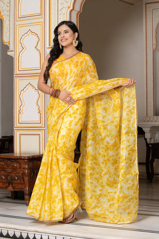 Yellow Tie n Dye Saree 132-YLW