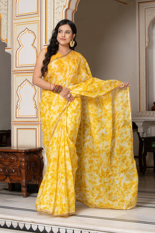 Yellow Tie n Dye Saree 132-YLW