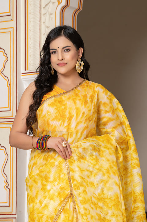 Yellow Tie n Dye Saree 132-YLW