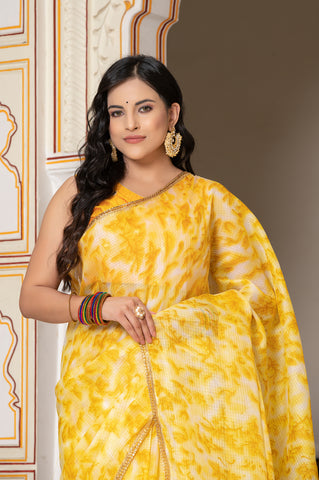 Yellow Tie n Dye Saree 132-YLW