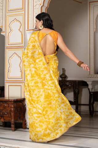 Yellow Tie n Dye Saree 132-YLW