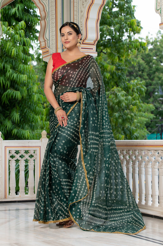 Green Bandhani Saree 134-GRN