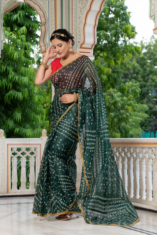 Green Bandhani Saree 134-GRN