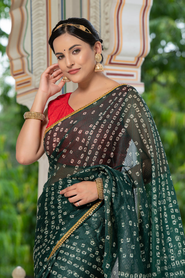 Green Bandhani Saree 134-GRN