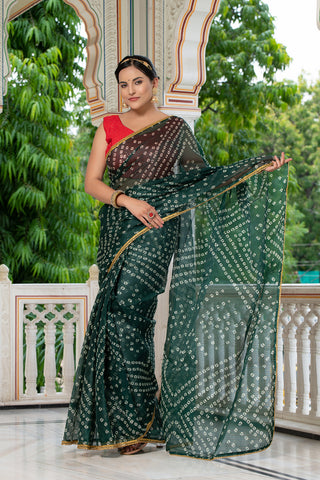 Green Bandhani Saree 134-GRN