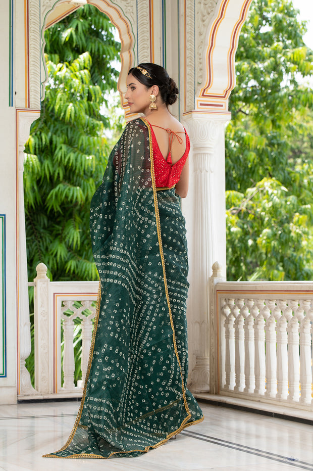 Green Bandhani Saree 134-GRN