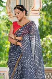 Grey Bandhani Saree 134-GRY