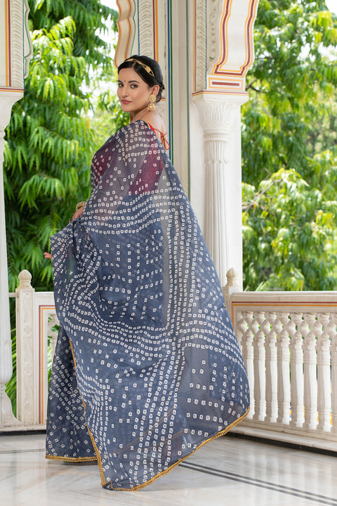 Grey Bandhani Saree 134-GRY
