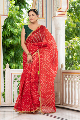 Red Bandhani Saree 134-RED