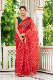 Red Bandhani Saree 134-RED