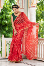 Red Bandhani Saree 134-RED