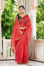 Red Bandhani Saree 134-RED