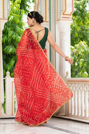 Red Bandhani Saree 134-RED