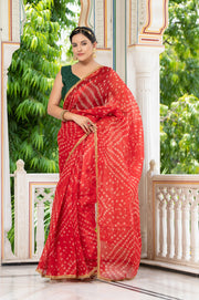 Red Bandhani Saree 134-RED