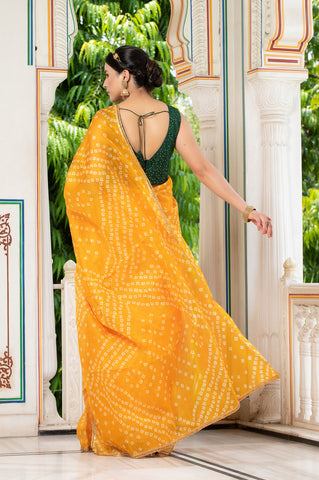 Yellow Bandhani Saree 134-YLW