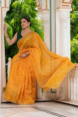 Yellow Bandhani Saree 134-YLW