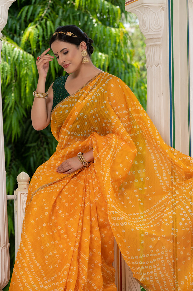 Yellow Bandhani Saree 134-YLW