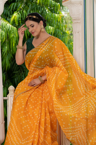 Yellow Bandhani Saree 134-YLW