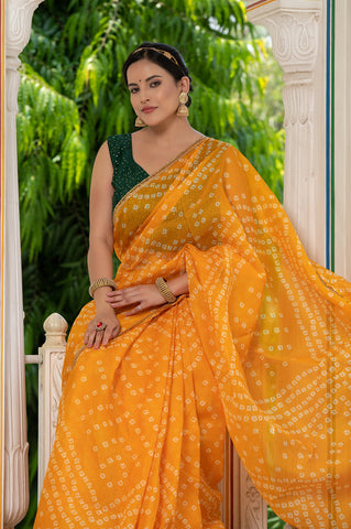 Yellow Bandhani Saree 134-YLW