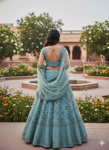 Teal Blue Lehenga Choli for Wedding | Designer Teal Blue Lehenga Online