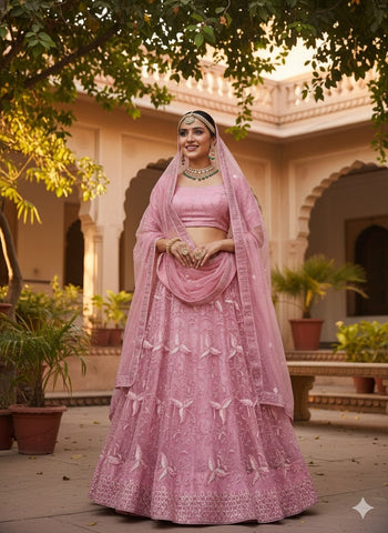 Blush Pink Lehenga Choli for Wedding | Designer Blush Pink Lehenga Online
