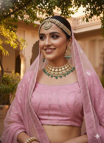 Blush Pink Lehenga Choli for Wedding | Designer Blush Pink Lehenga Online