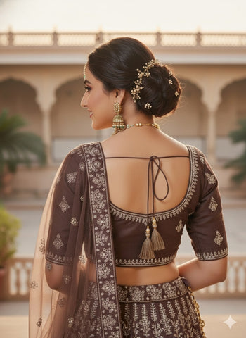 Chocolate Brown Lehenga Choli for Wedding | Designer Brown Lehenga Online