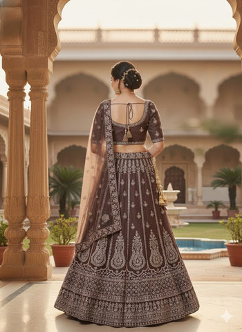 Chocolate Brown Lehenga Choli for Wedding | Designer Brown Lehenga Online