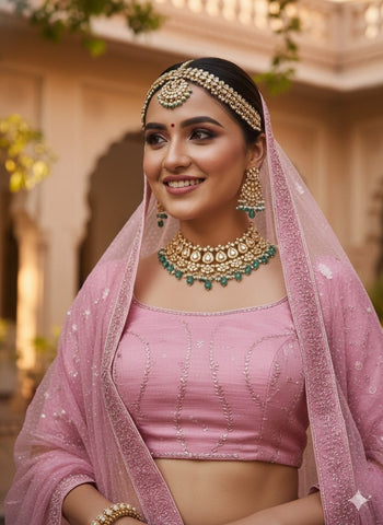 Blush Pink Lehenga Choli for Wedding | Designer Blush Pink Lehenga Online