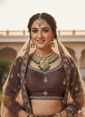 Chocolate Brown Lehenga Choli for Wedding | Designer Brown Lehenga Online