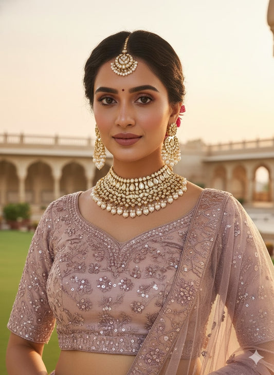 Taupe Grey Lehenga Choli for Wedding | Designer Taupe Grey Lehenga Online