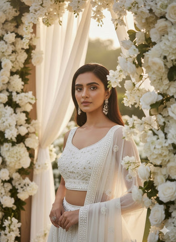 Off-White Lehenga Choli for Wedding | Designer Off-White Lehenga Online