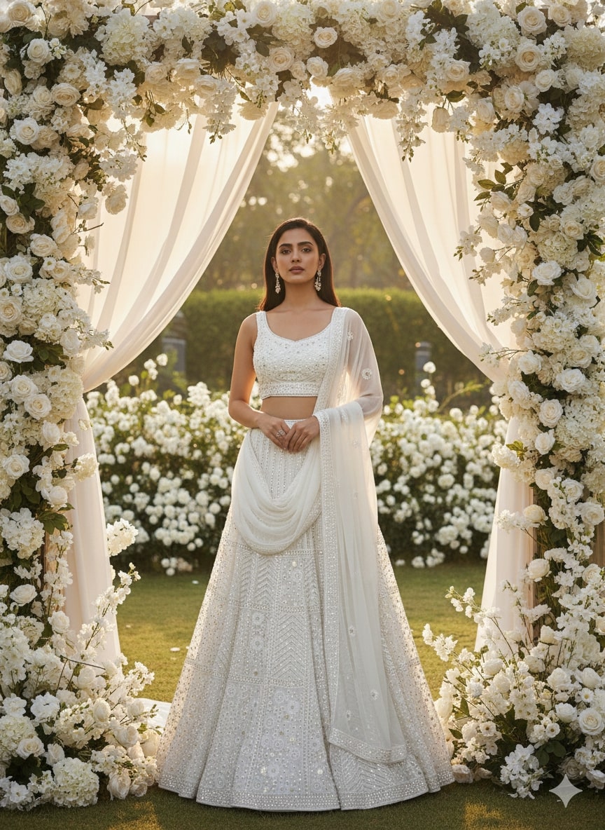 Off-White Lehenga Choli for Wedding | Designer Off-White Lehenga Online