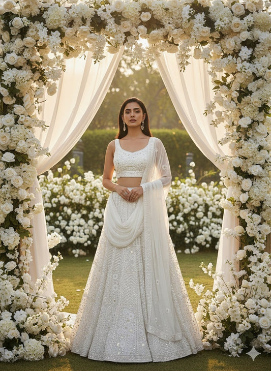 Off-White Lehenga Choli for Wedding | Designer Off-White Lehenga Online