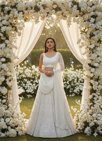 Off-White Lehenga Choli for Wedding | Designer Off-White Lehenga Online