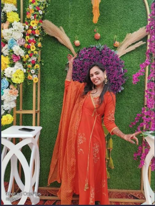 Orange Block Printed Angrakha Anarkali Suit Set 201-ORG