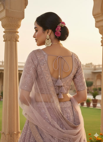 Taupe Grey Lehenga Choli for Wedding | Designer Taupe Grey Lehenga Online