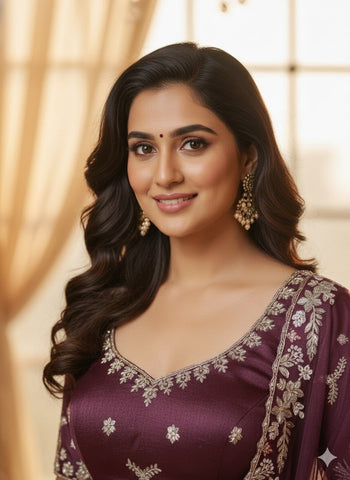 Wine Lehenga Choli for Wedding | Designer Wine Color Lehenga Online