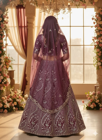 Wine Lehenga Choli for Wedding | Designer Wine Color Lehenga Online