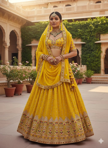 Yellow Lehenga Choli for Women | Wedding & Haldi Wear | Indi Inside