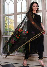 Black Gota Lace Embellished Suit Set 185-BLK